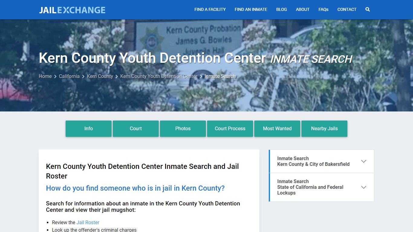 Kern County Youth Detention Center Inmate Search - Jail Exchange